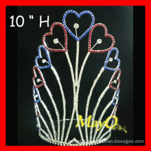 Wholesale silver plated large tall heart patriotic pageant crown